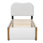 Upholstered Flat Bed with Pull-Out Trundle, 90x200cm, White Velvet