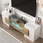 TV Cabinet, 145 cm LED Lighting, High-Gloss White Glass