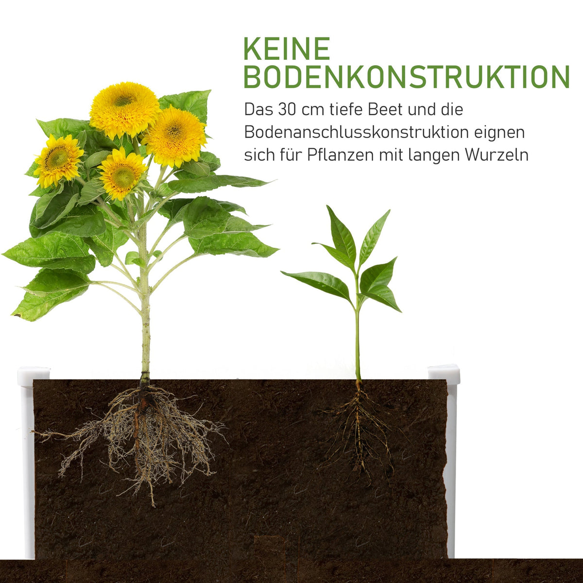 Raised Bed, Flower Box Planter with Drainage, Plastic Gray