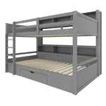 Bunk Bed 90x200cm Single Bed with Drawers Storage Without Mattress Grey