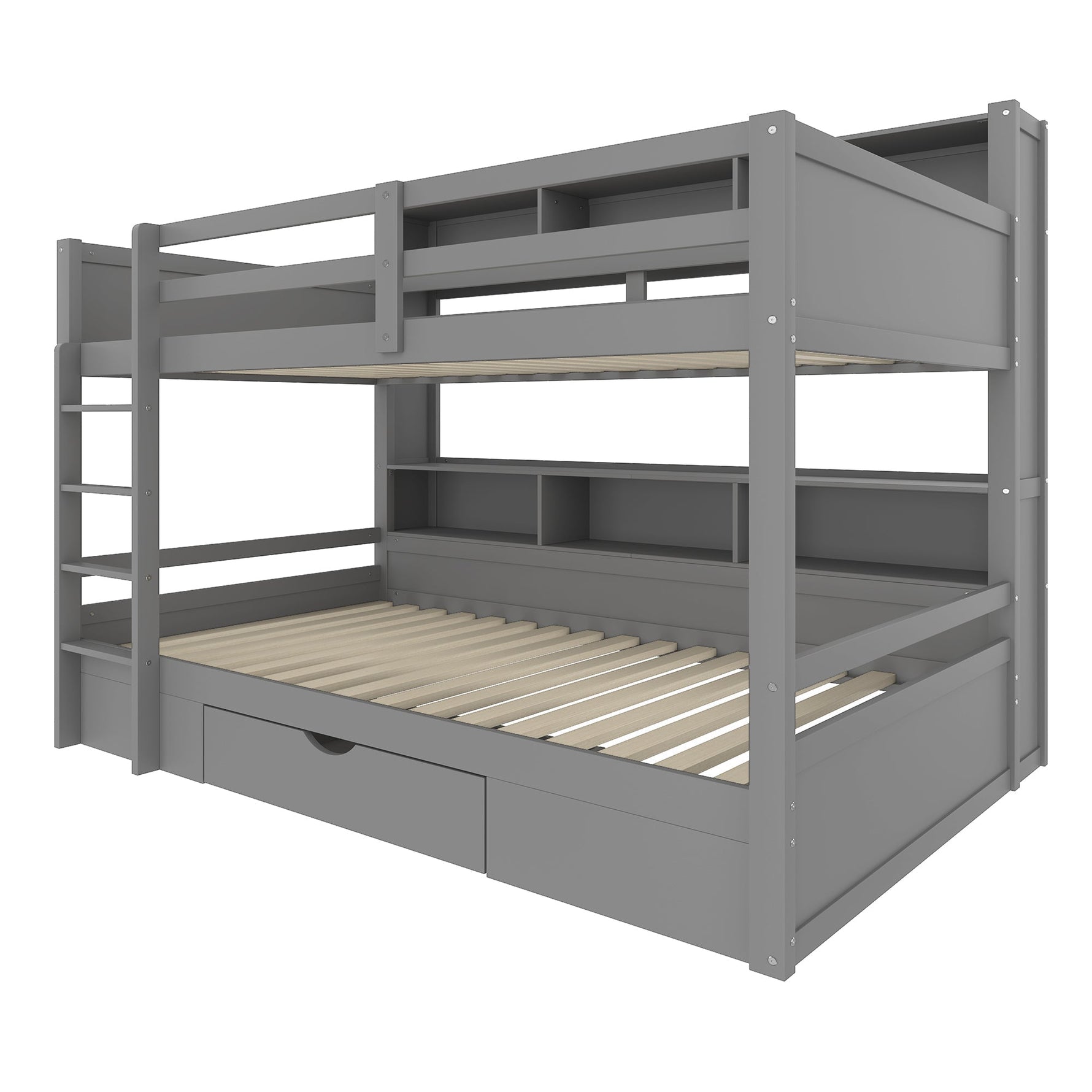 Bunk Bed 90x200cm Single Bed with Drawers Storage Without Mattress Grey