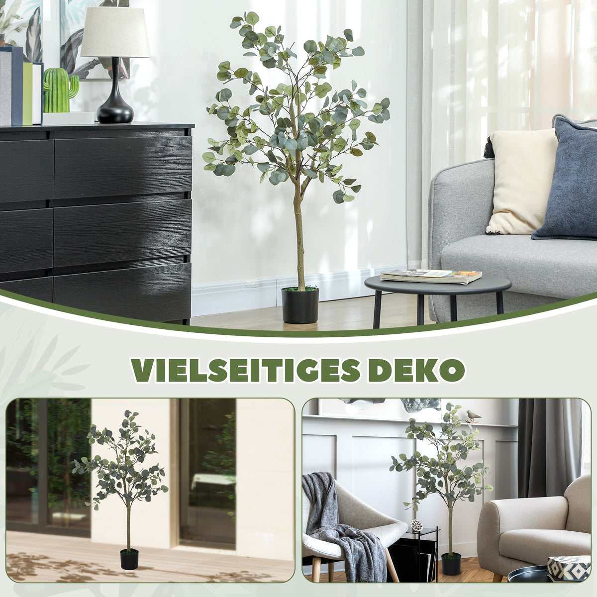 Artificial Eucalyptus Tree, Large 150 cm, Cement