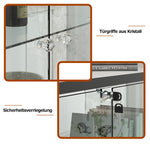 Glass Display Cabinet with LED Lighting, Drawers & Tempered Glass Shelves, H167cm Black