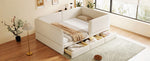 Upholstered Children's Bed 140x200cm with Drawer, Beige Velvet