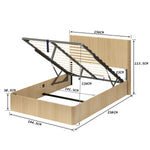 Modern Storage Bed 140x200cm with Hydraulic Lift, Light Oak