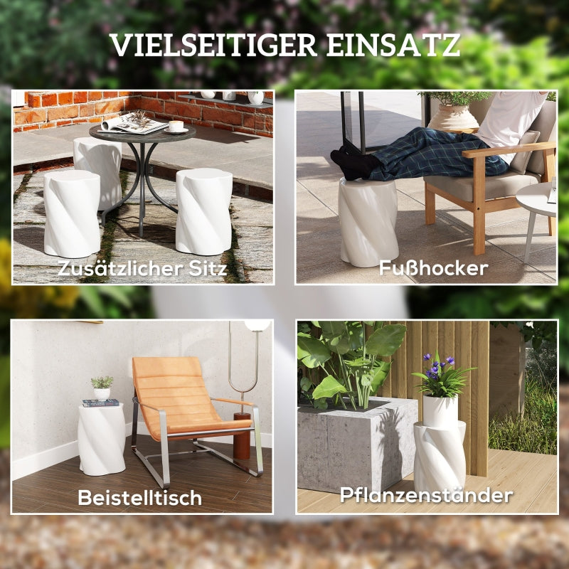 Ceramic Spiral Stool, 120 kg Load, Weatherproof, White