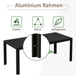 Aluminum Garden Table Weatherproof Wood-Plastic Composite Black