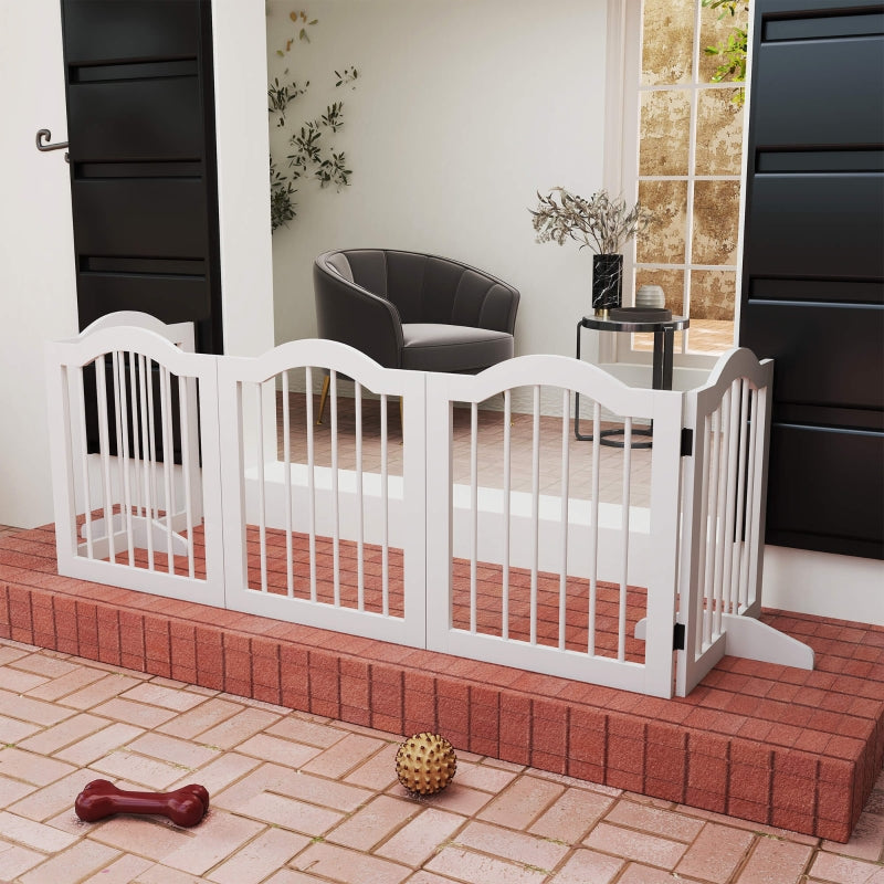 Dog Barrier, 5 Panels, Foldable, Solid Wood/MDF, White