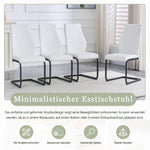 Dining Chairs Set of 2 with High Backrest and Diamond Pattern, White PU Leather and Metal