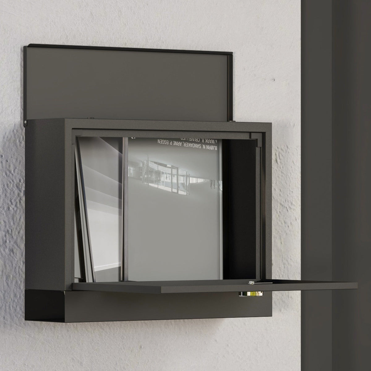 Mailbox with Newspaper Compartment, Water-Repellent, Black Metal