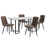 5-Piece Dining Set 140x80cm Modern Kitchen Table 4 Chairs White MDF/Brown Velvet