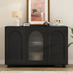 Sideboard U-Shaped Glass Door Rebounder Design - Black