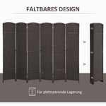 6-Panel Room Divider, Foldable Privacy Screen, Home Office, Brown