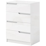 Chest of Drawers/Side Cabinet, 4 Drawers Living Room/Bedroom, High-Gloss White