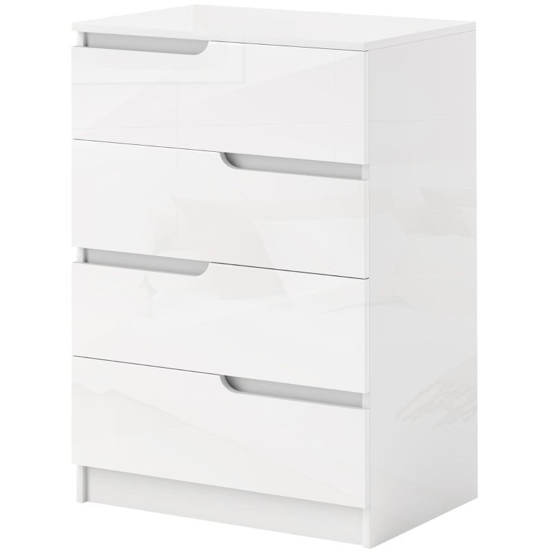 Chest of Drawers/Side Cabinet, 4 Drawers Living Room/Bedroom, High-Gloss White