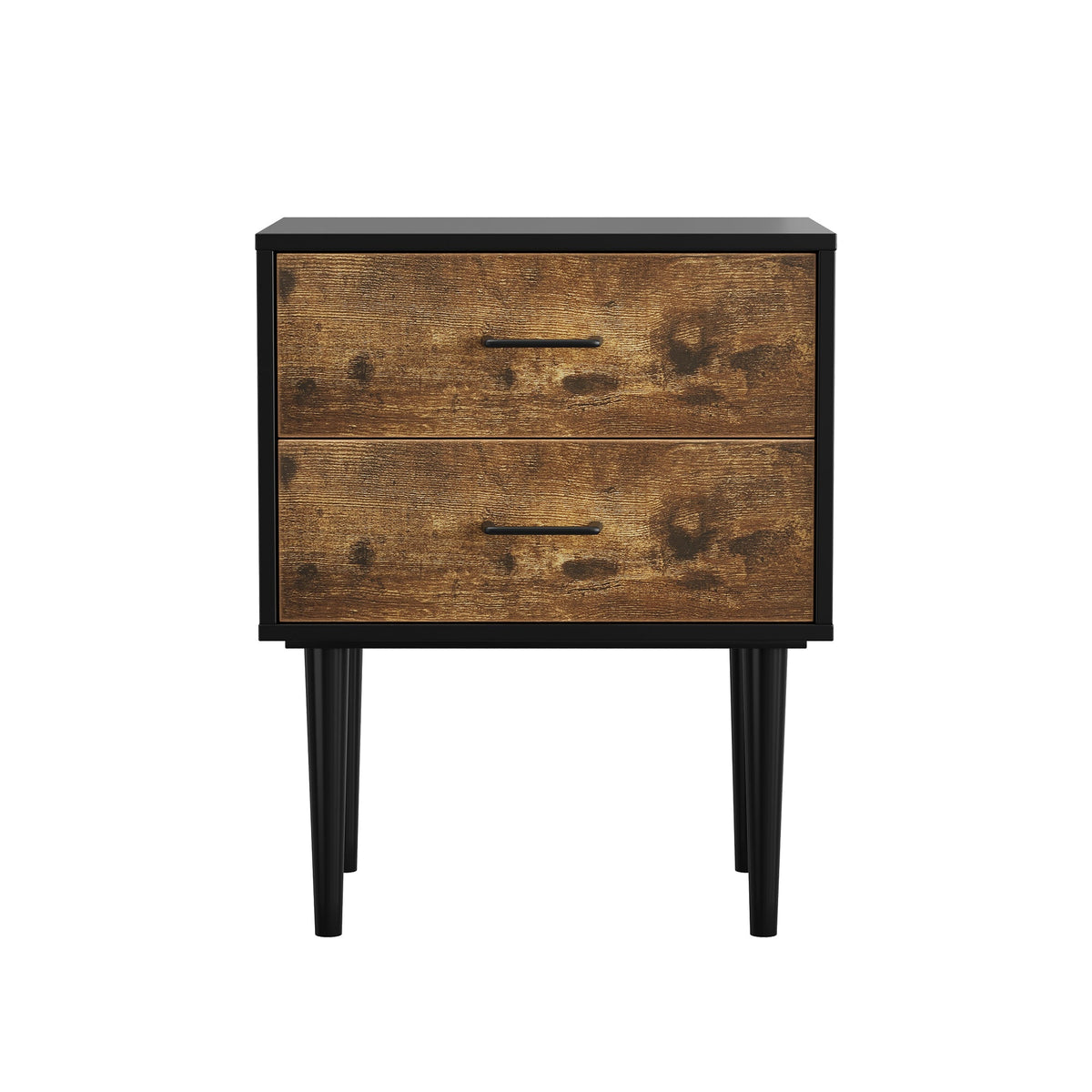 Retro Industrial Bedside Table 2 Drawers 51x38x66cm Vintage Brown