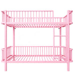 Metal Bunk Bed 90x200 with Safety Railing, Space-Saving, Black, Pink