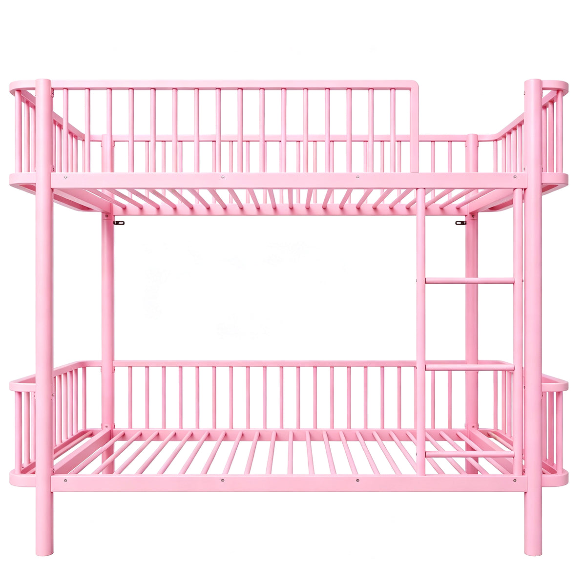 Metal Bunk Bed 90x200 with Safety Railing, Space-Saving, Black, Pink