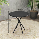 Garden Table Ø60 x 70 cm, Weatherproof Round Steel, Black