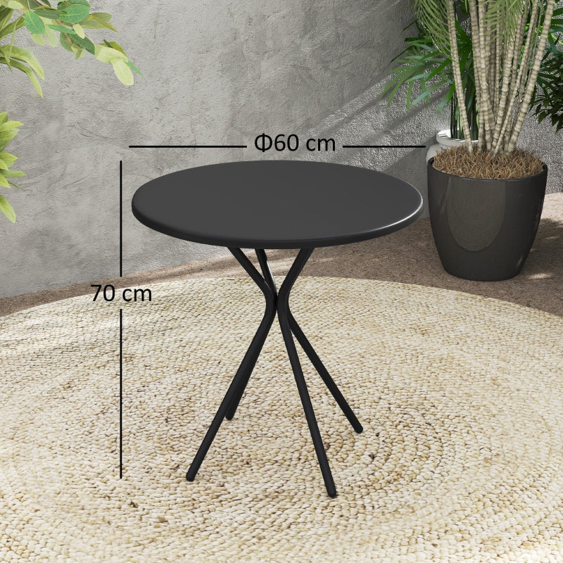 Garden Table Ø60 x 70 cm, Weatherproof Round Steel, Black