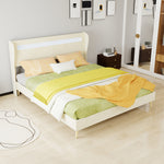Modern Upholstered Bed with LED Headboard & Mattress, 160x200cm, Beige