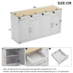 Sideboard Buffet Storage Cabinet 140cm 4 Drawers 4 Barn Doors White Wood