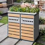 Trash Can Storage Box with Lockable Two Doors and Planting Area, Ventilation, Steel