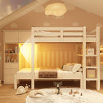 Bunk Bed 90x200 cm with Wardrobe & Storage Drawers, White