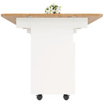 Kitchen Island Dining Cart - Multifunctional Storage, Removable - White Wood Grain