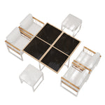 7-Piece Garden Furniture Set for 6 People, Tempered Glass & WPC