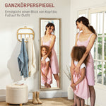 Full Length Mirror, Standing/Wall, White + Natural Wood