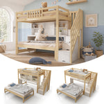 Children's Bunk Bed with Desk & Trundle, White & Oak Wood