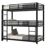 Triple Bunk Bed 90x200cm Metal for Children & Adults, Black