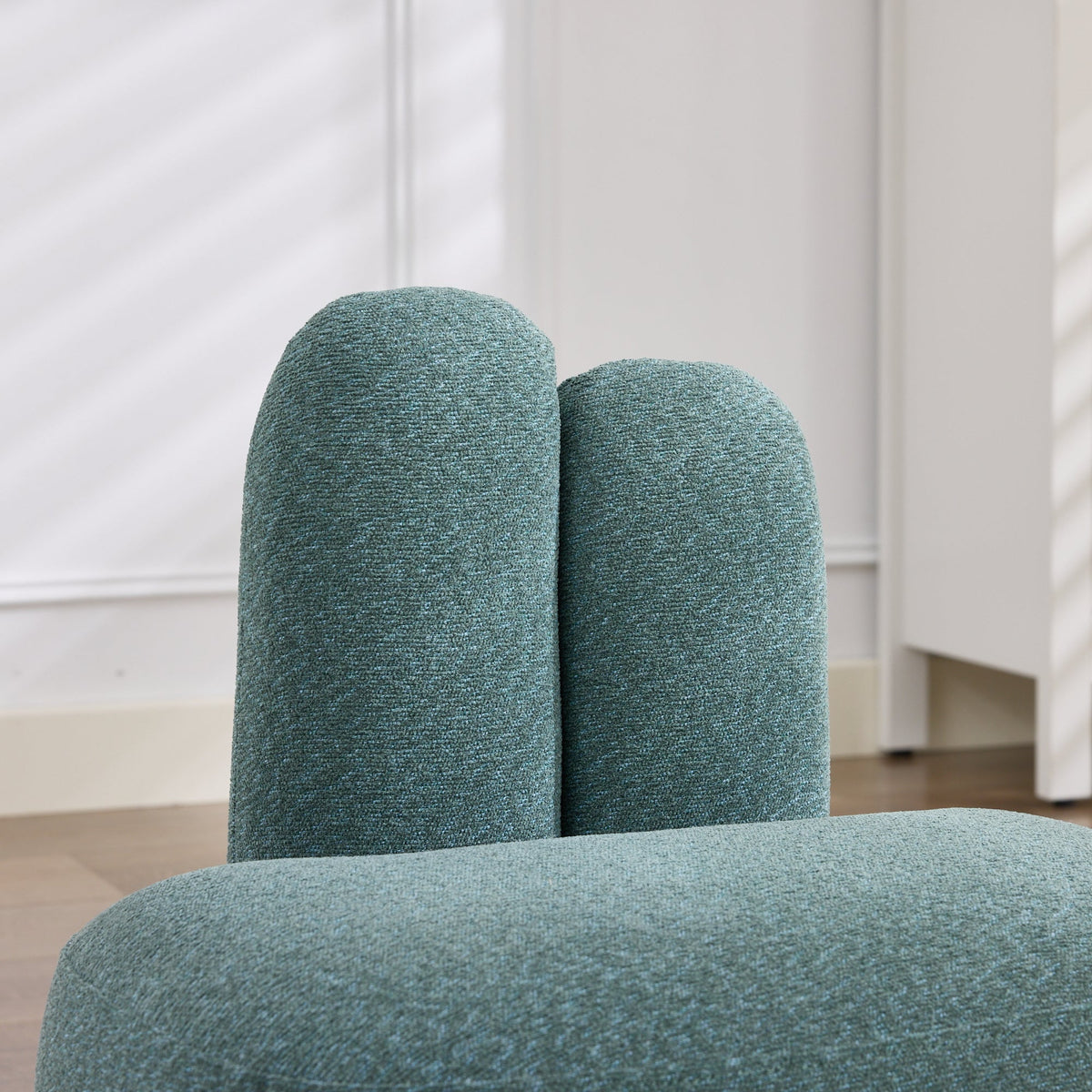Bunny-Ear Ottoman Fixed Padded No Storage - Fabric