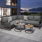 Garden Lounge Set Corner Sofa 6-7 Seater Adjustable Legs - Grey