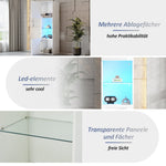 Display Cabinet with LED Lighting, 1 Glass Shelf, 45x35x160 cm, High-Gloss White