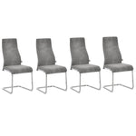 Dining Chairs, Set of 4 Kitchen Chairs with Backrest, Velvet-Touch Grey