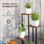 5-Tier Plant Stand, Wheels, 110cm High, Steel Wood, Charred