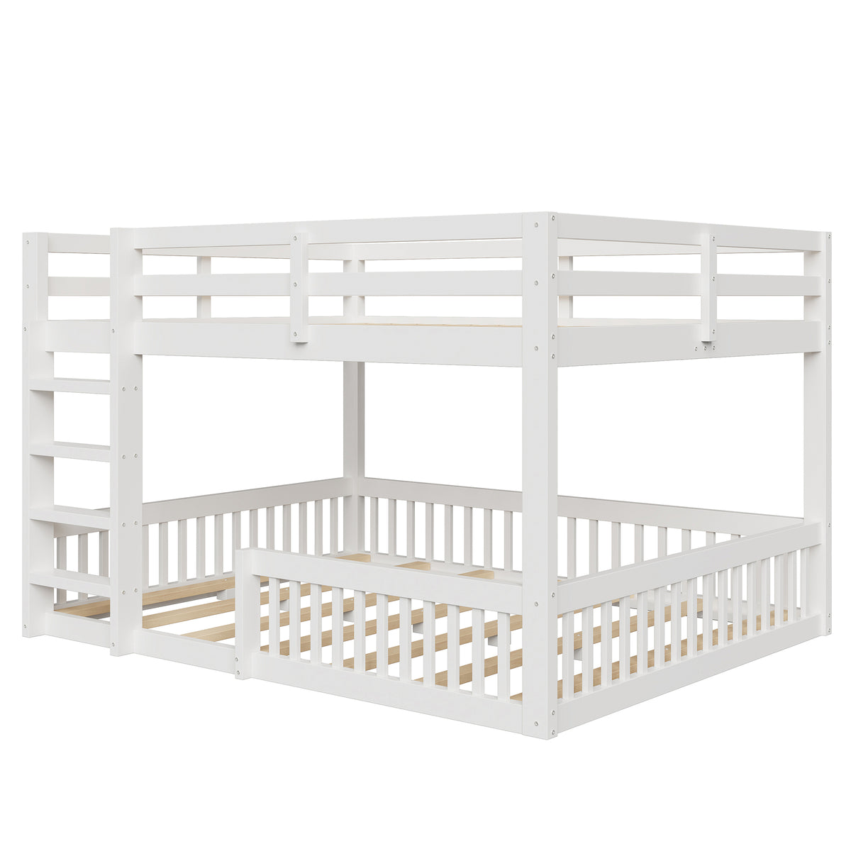 Bunk Bed 160x200 cm with Safety Guard Railings, White