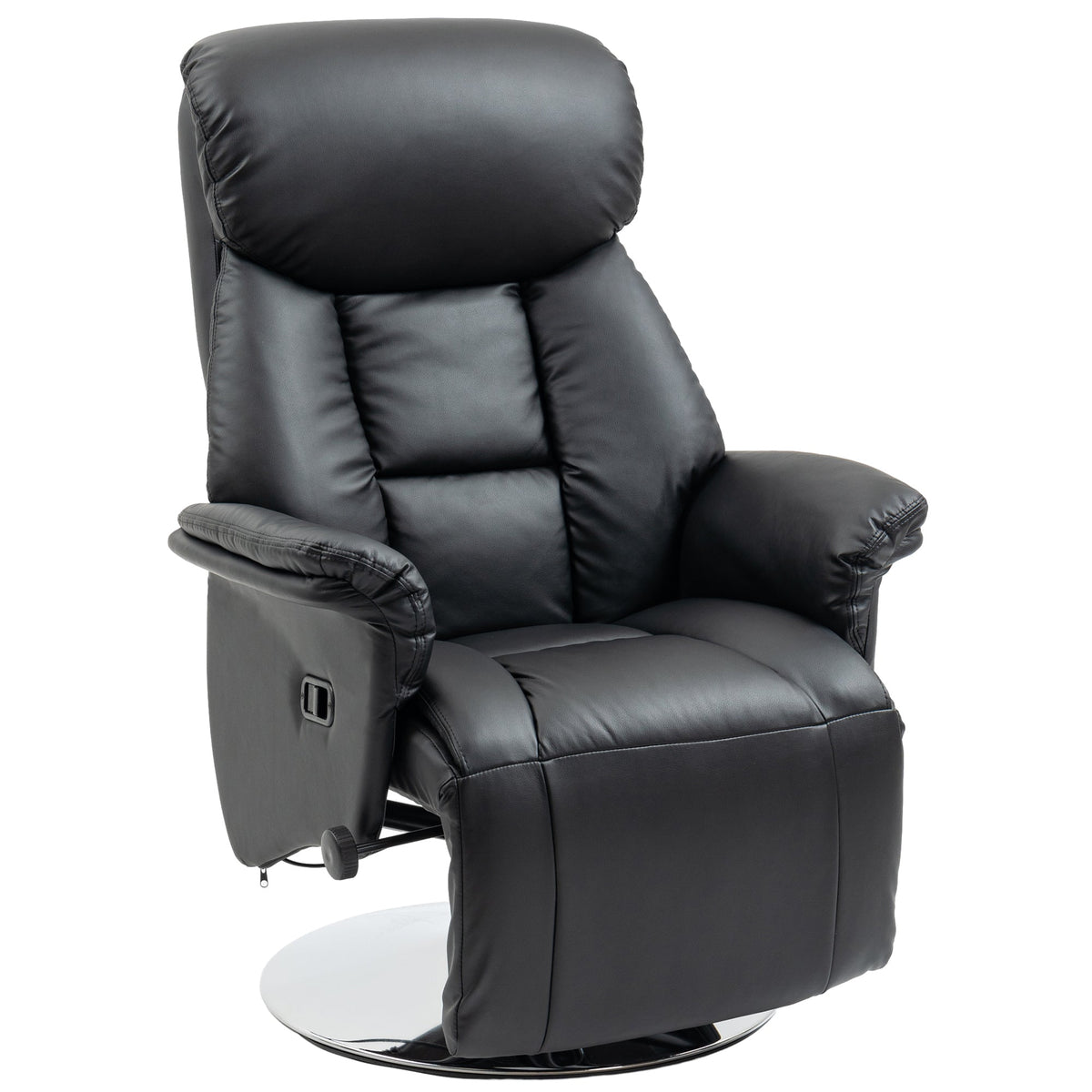Reclining TV Chair, Manually Adjustable Non-slip 150kg, Black Faux Leather