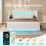 Multifunctional Bed Frame 160x200cm LED Hydraulic Storage Velvet