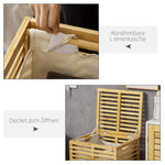 Bamboo Laundry Basket, 63L, Removable Bag, Natural Wood