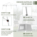 Folding Gazebo, 2.4 x 2.4m, Side Wall, Height-Adjustable, UV Protection, White