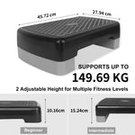 Fitness Step Platform Aerobic Stepper, 45.72cm Height Adjustable 10.16-15.24cm, Grey