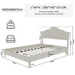 Modern Minimalist Soft Bed, Comfortable Headboard, 140*200CM, Beige