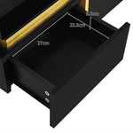 Coffee Table with Drawers, High-Gloss, Gold Accents