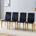 Minimalist Dining Chairs Set of 4, European Lightweight Luxury Style, Black and Gold