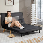 2-Seater Sofa Bed, Adjustable Backrest, Fabric Upholstery, Grey