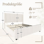Upholstered Bed Frame, Modern with USB Port, Iron & Wood, Beige