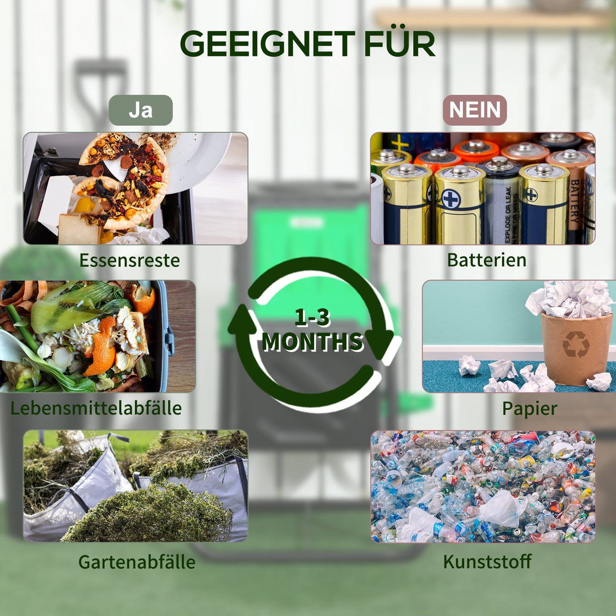 Composter, 65L Rotatable Fast Composter, Plastic